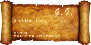 Grotter Irma névjegykártya